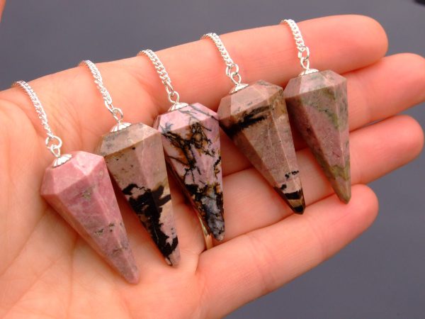 Rhodonite Pendulum Natural Gemstone for Dowsing Scrying Divination Meditation Michael's UK Jewellery