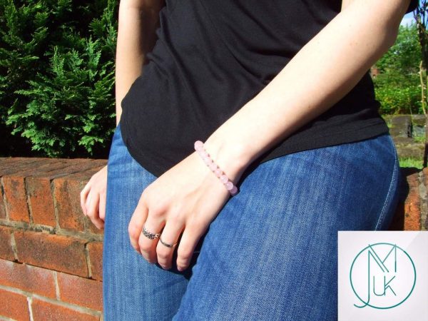 Rose Quartz Natural Dyed Gemstone Bracelet 6-9'' Elasticated Michael's UK Jewellery