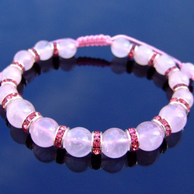 Rose Quartz Natural Dyed Gemstone Bracelet 6-9'' Macrame Michael's UK Jewellery