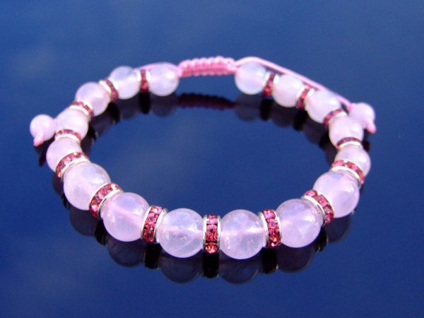 Rose Quartz Natural Dyed Gemstone Bracelet 6-9'' Macrame Michael's UK Jewellery