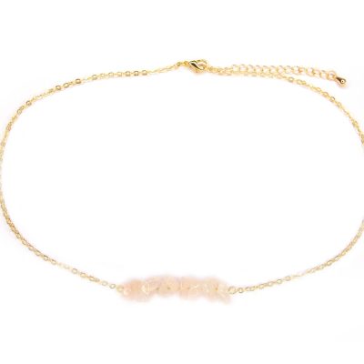 Rose Quartz Natural Gemstone Chip Necklace Michael's UK Jewellery