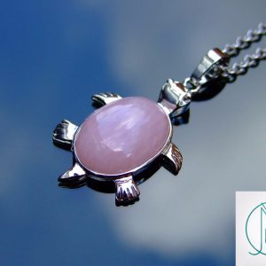 Rose Quartz Necklace Turtle Pendant Natural Gemstone With Pouch Michael's UK Jewellery
