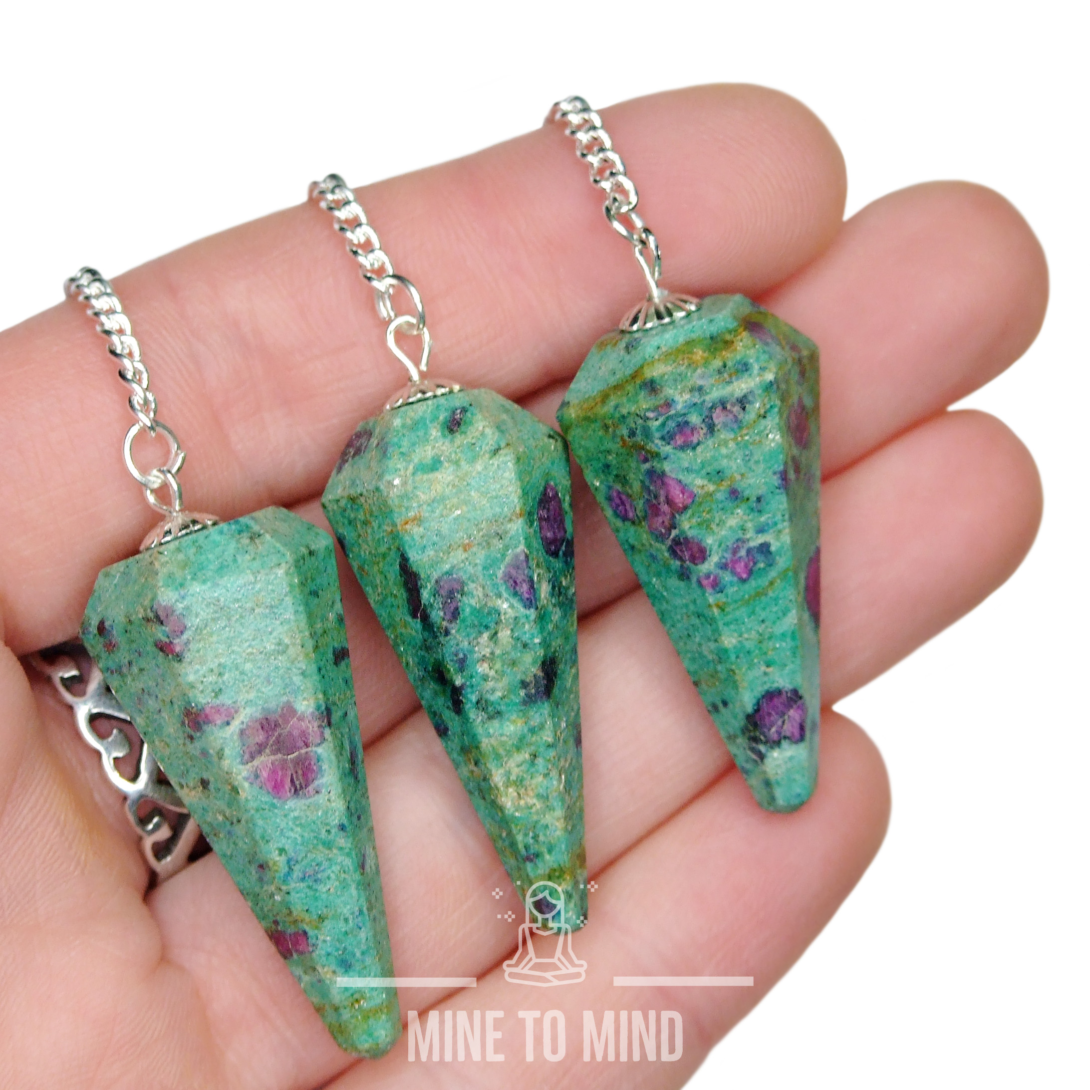 Ruby Fuchsite Gemstone Pendulum Ruby Zoisite mine to mind
