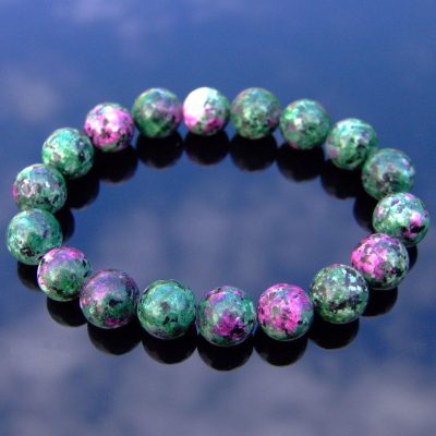 Ruby Zoisite 10mm Natural Dyed Gemstone Bracelet 6-9'' Elasticated Michael's UK Jewellery