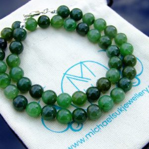 Russian Jade Natural Gemstone Necklace 8mm Beaded 16-30inch Michael's UK Jewellery