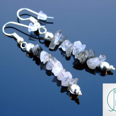 Rutilated Quartz Natural Gemstone Chip Drop Earrings Michael's UK Jewellery