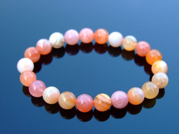 Sardonyx Agate Natural Gemstone Bracelet 6-9'' Elasticated Michael's UK Jewellery