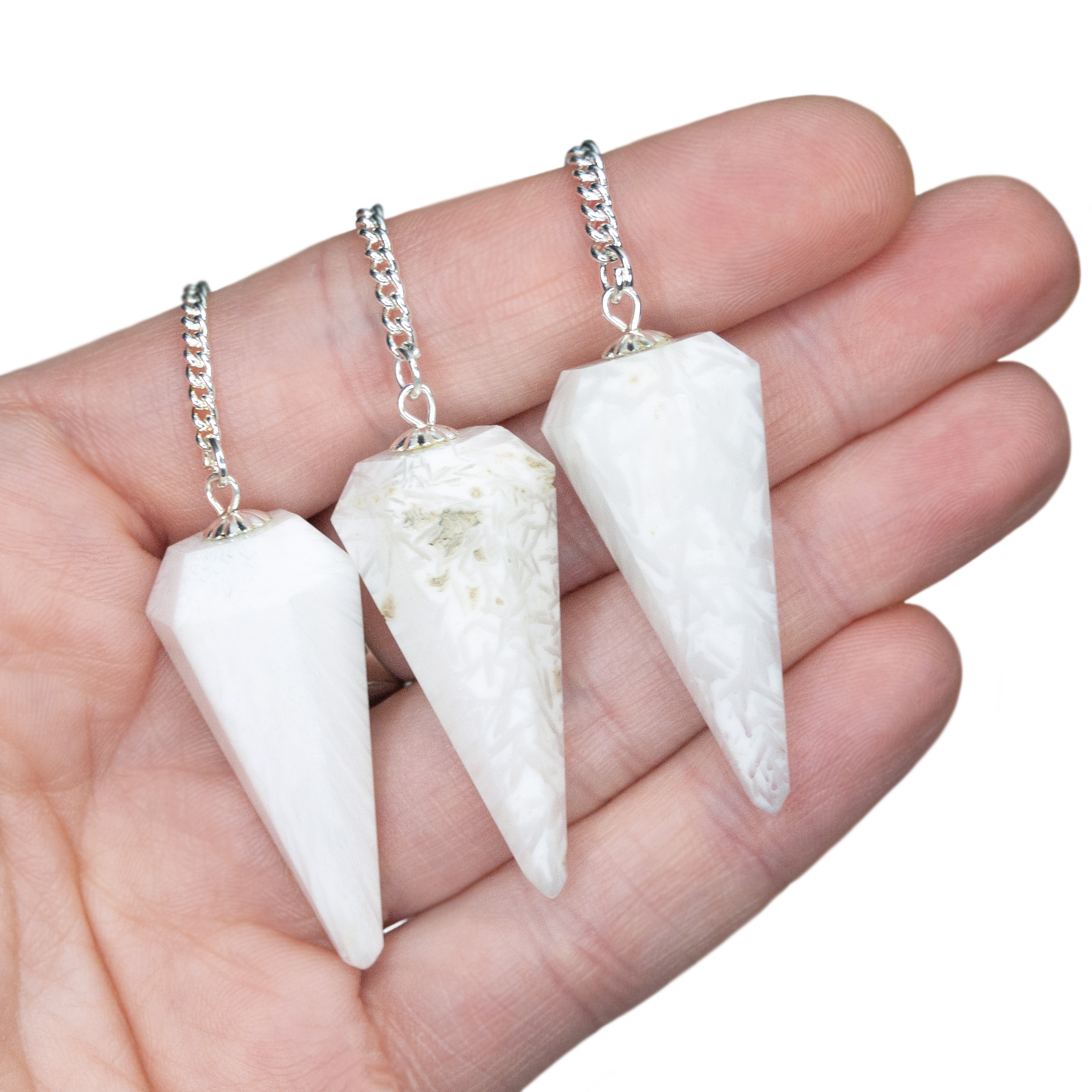 Scolecite Gemstone Pendulum for Dowsing Divination Wicca Mine TO Mind