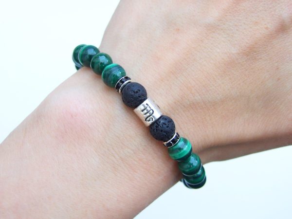 Scorpio Malachite Lava Birthstone Bracelet 6-9'' Macrame Michael's UK Jewellery