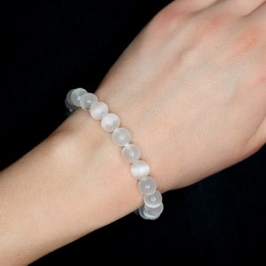 Selenite Bracelet Natural Gemstone 6-9'' Elasticated Michael's UK Jewellery