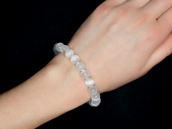 Selenite Bracelet Natural Gemstone 6-9'' Elasticated Michael's UK Jewellery