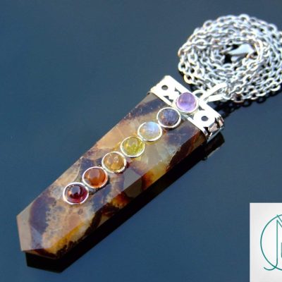 Septarian 7 Chakra Natural Gemstone Pendant Necklace 50cm Michael's UK Jewellery