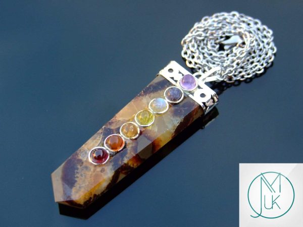 Septarian 7 Chakra Natural Gemstone Pendant Necklace 50cm Michael's UK Jewellery