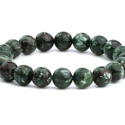 Seraphinite Bracelet 10mm Natural Gemstone 6-9'' Elasticated With Box Michael's UK Jewellery