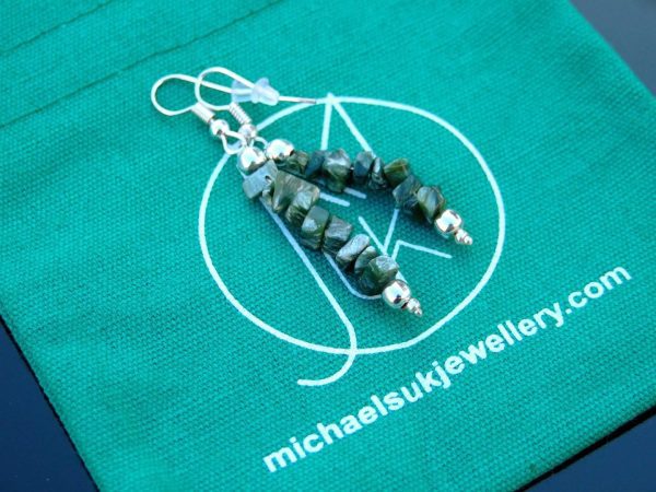 Seraphinite Natural Gemstone Chip Drop Earrings Michael's UK Jewellery