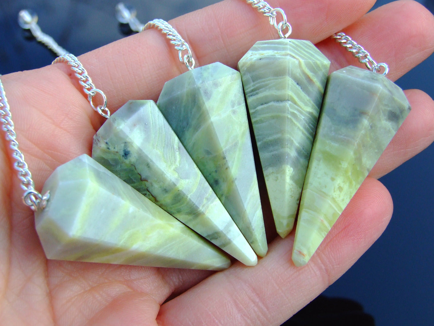 Serpentine Natural Gemstone Point Pendulum Michael's UK Jewellery