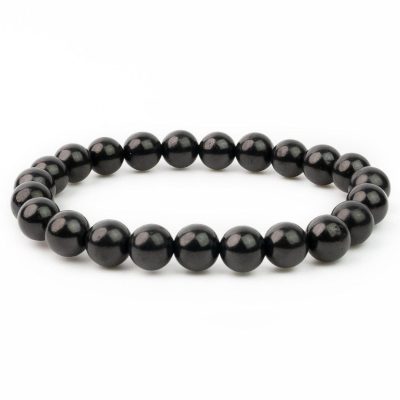 Shungite Natural Gemstone Bracelet 6-9'' Elasticated Michael's UK Jewellery