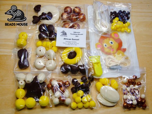 Silicone Teething Beads Set African Sunset Over 160 Beads - Image 2