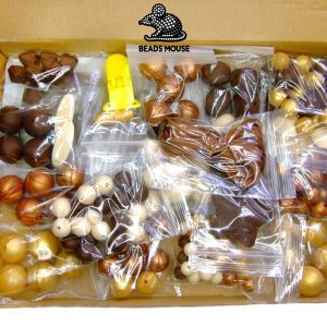 Silicone Teething Beads Set Chocolate Gold Mix Over 160 Beads 5m Cord beads mouse