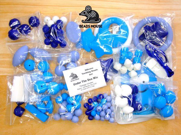 Silicone Teething Beads Set Under the Sea Over 130 Beads Cord - Image 2