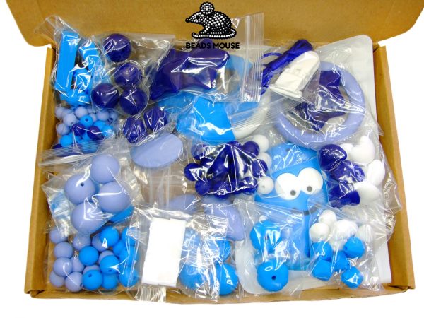 Silicone Teething Beads Set Under the Sea Over 130 Beads 5m Cord beads mouse