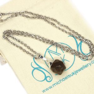 Smoky Quartz Drop Pendant Natural Gemstone Necklace Michael's UK Jewellery