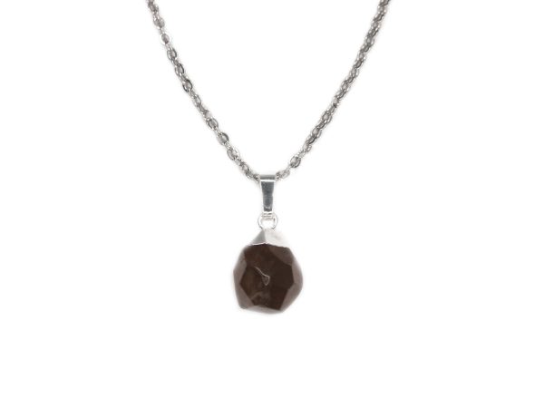 Gemstone Necklace Smoky Quartz Drop Pendant Natural beads mouse