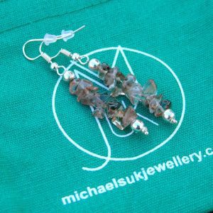 Smoky Quartz Natural Gemstone Chip Drop Earrings Michael's UK Jewellery