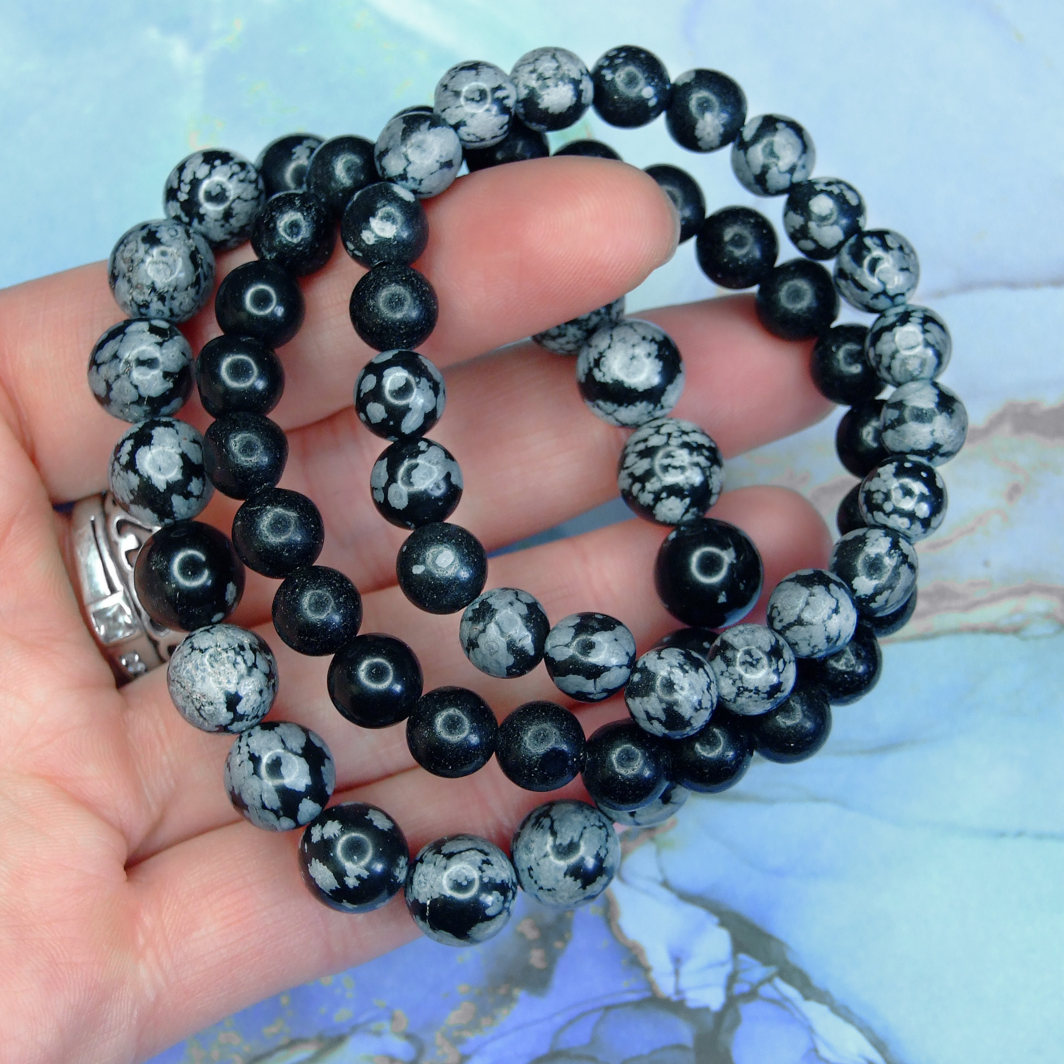 Snowflake Obsidian Bracelets CLEARANCE 01