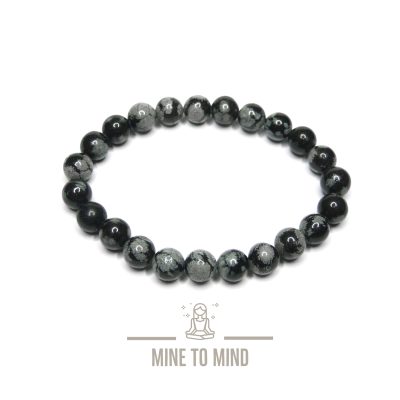 Snowflake Obsidian Gemstone Bracelet Natural Beads minetomind beadsmouse.co.uk