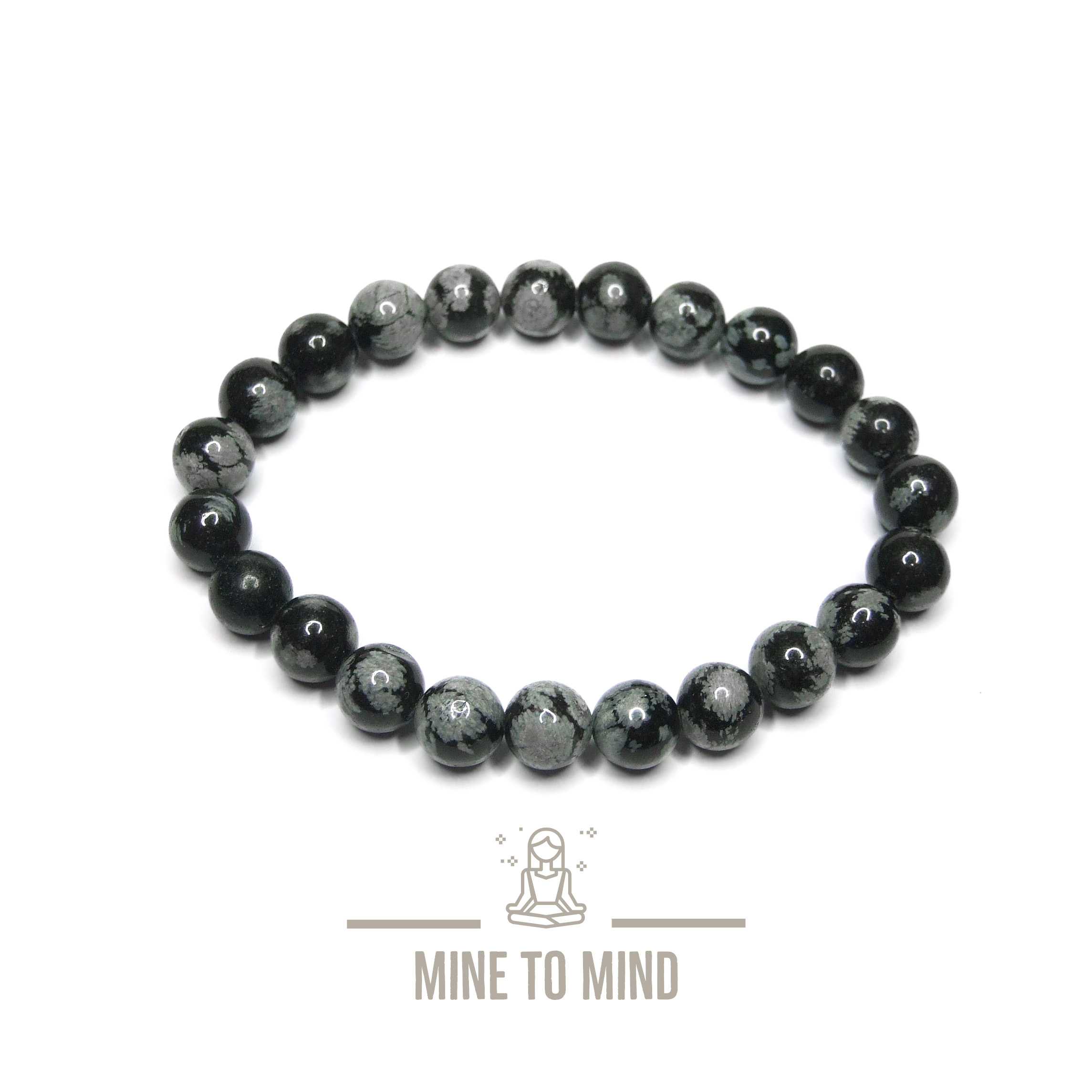 Snowflake Obsidian Gemstone Bracelet Natural Beads minetomind beadsmouse.co.uk
