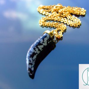 Snowflake Obsidian Gemstone Pepper Pendant Necklace Michael's UK Jewellery