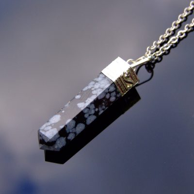 Snowflake Obsidian Hexa Point Pendant Necklace Michael's UK Jewellery
