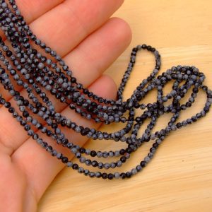 Snowflake Obsidian Natural Gemstone Round Beads 2mm Strand (Approx. 180 Beads) Michael's UK Jewellery
