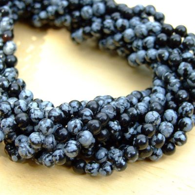 Snowflake Obsidian Natural Gemstone Round Beads 4mm Michael's UK Jewellery