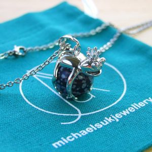 Snowflake Obsidian Necklace Frog Pendant Natural Gemstone With Pouch Michael's UK Jewellery