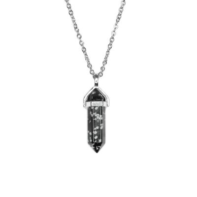 Snowflake Obsidian Point Pendant Necklace beadsmouse.co.uk minetomind.com