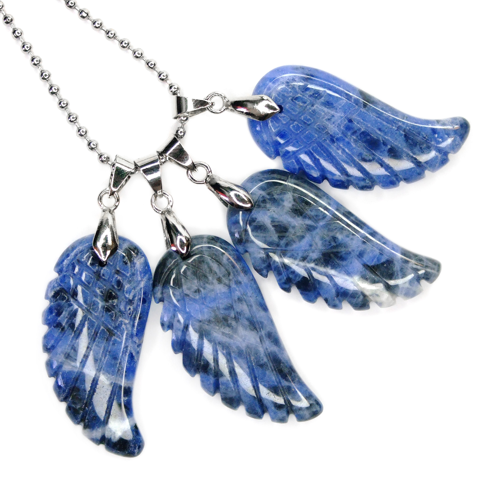 Sodalite Angel Wing Necklace Natural Gemstone Pendant mine to mind