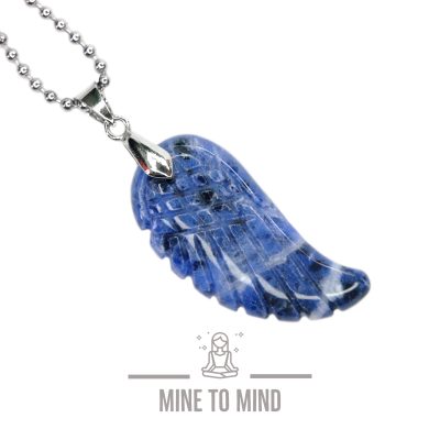 Sodalite Angel Wing Necklace Natural Gemstone Pendant mine to mind