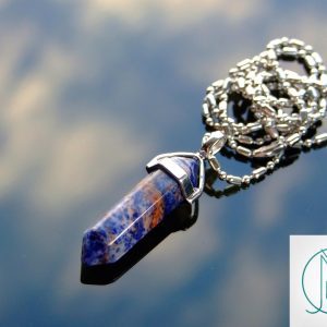 Gemstone Necklace Sodalite Natural Point Pendant beads mouse