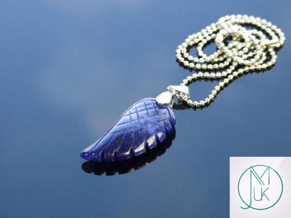 Sodalite Natural Gemstone Angel Wing Pendant Necklace Michael's UK Jewellery