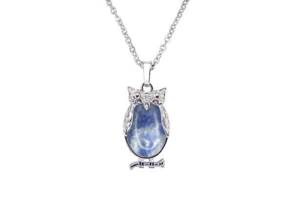 Sodalite Necklace Owl Pendant Natural Gemstone With Pouch Michael's UK Jewellery