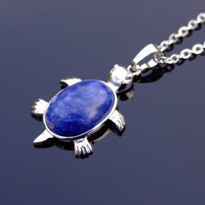 Sodalite Necklace Turtle Pendant Natural Gemstone With Pouch Michael's UK Jewellery