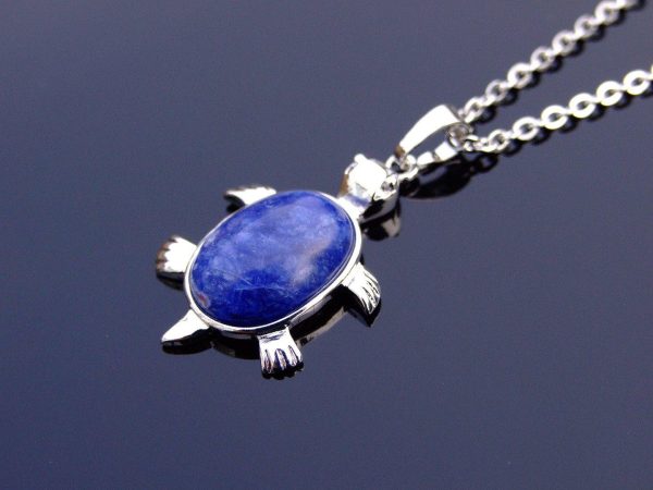 Sodalite Necklace Turtle Pendant Natural Gemstone With Pouch Michael's UK Jewellery