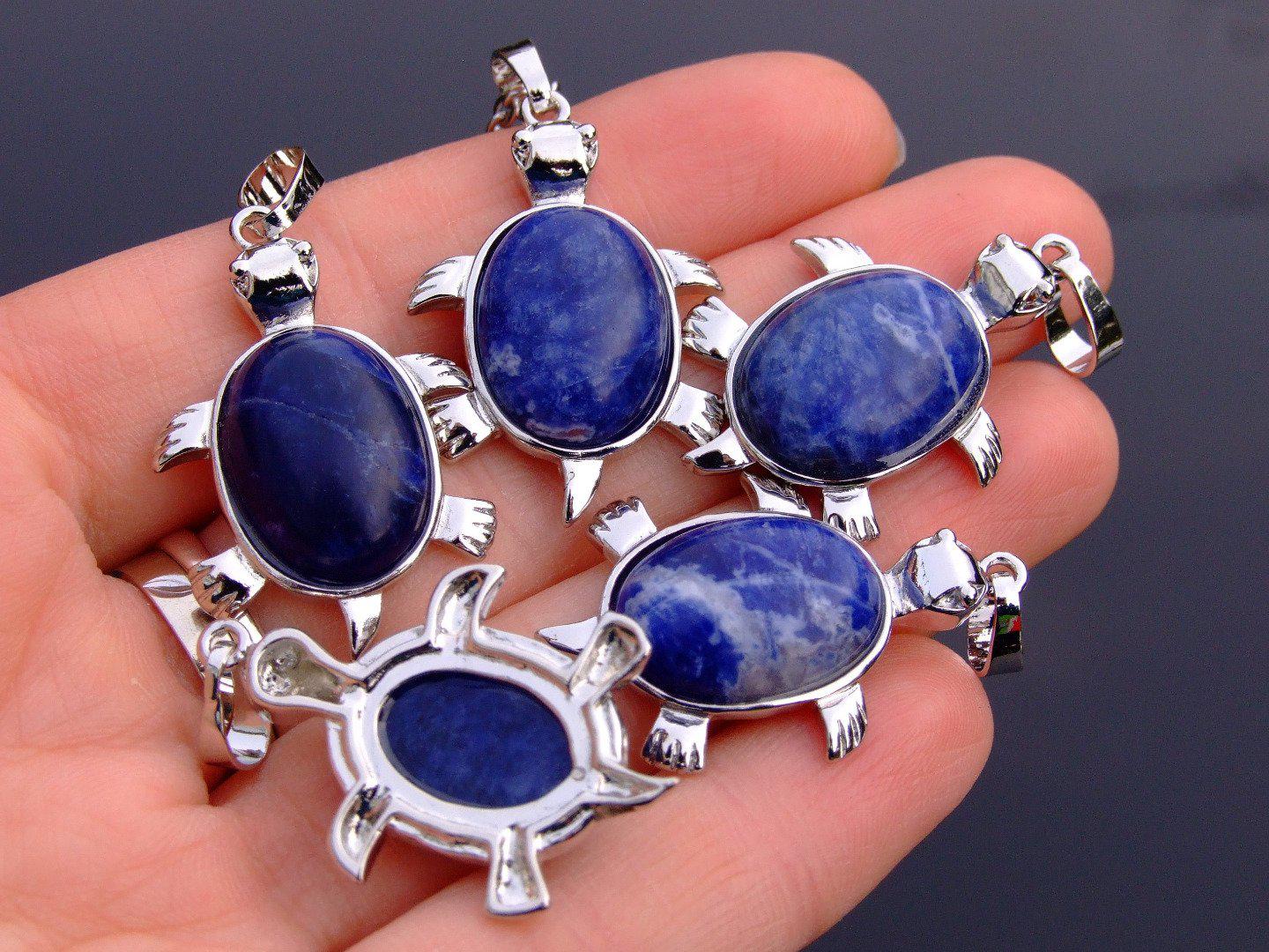 Sodalite Necklace Turtle Pendant Natural Gemstone With Pouch Michael's UK Jewellery