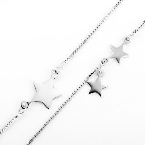 Solid 925 Sterling Silver 2Layers Star Chain Necklace Michael's UK Jewellery