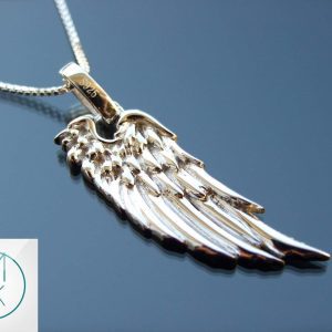 Solid 925 Sterling Silver Big Angel Wing Charm Necklace Michael's UK Jewellery