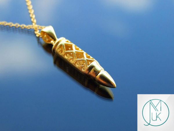 Solid 925 Sterling Silver Bullet Moon Pendant Necklace Gold Michael's UK Jewellery