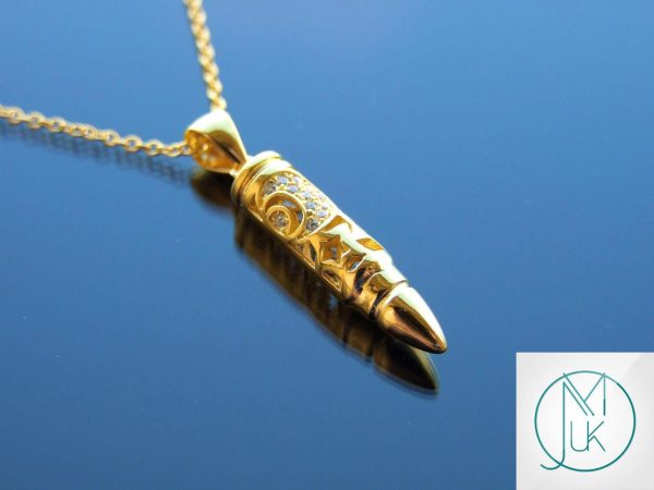 Solid 925 Sterling Silver Bullet Moon Pendant Necklace Gold Michael's UK Jewellery