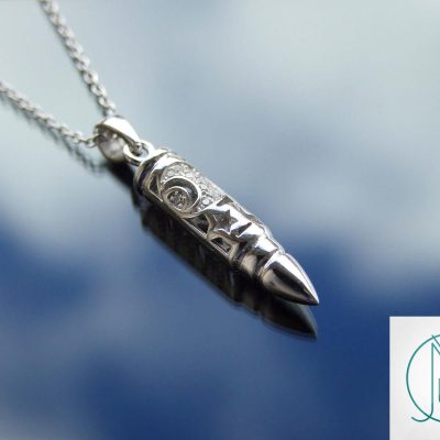 Solid 925 Sterling Silver Bullet Moon Pendant Necklace Michael's UK Jewellery